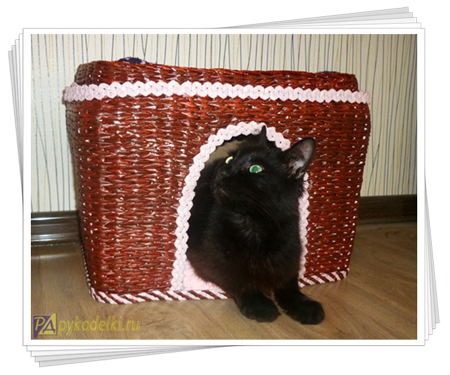 плетеный домик для кошек, как сплести домик для кошек, мастер класс домик для кошки